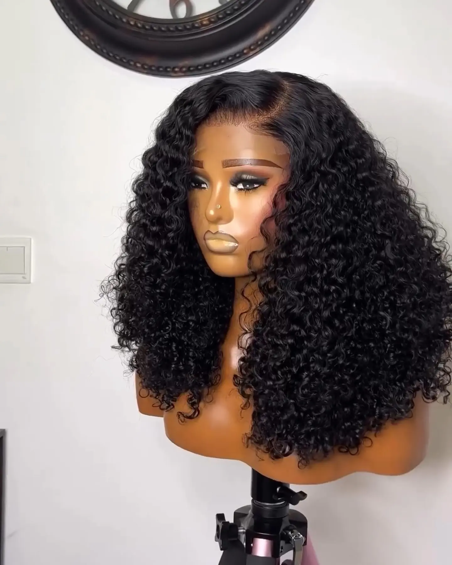 Short Bob Blunt Cut Jerry Curly Ponytails Black Color 13X4 HD Lace Frontal Synthetic Wigs Glueless Wig Preplucked With Baby Hair