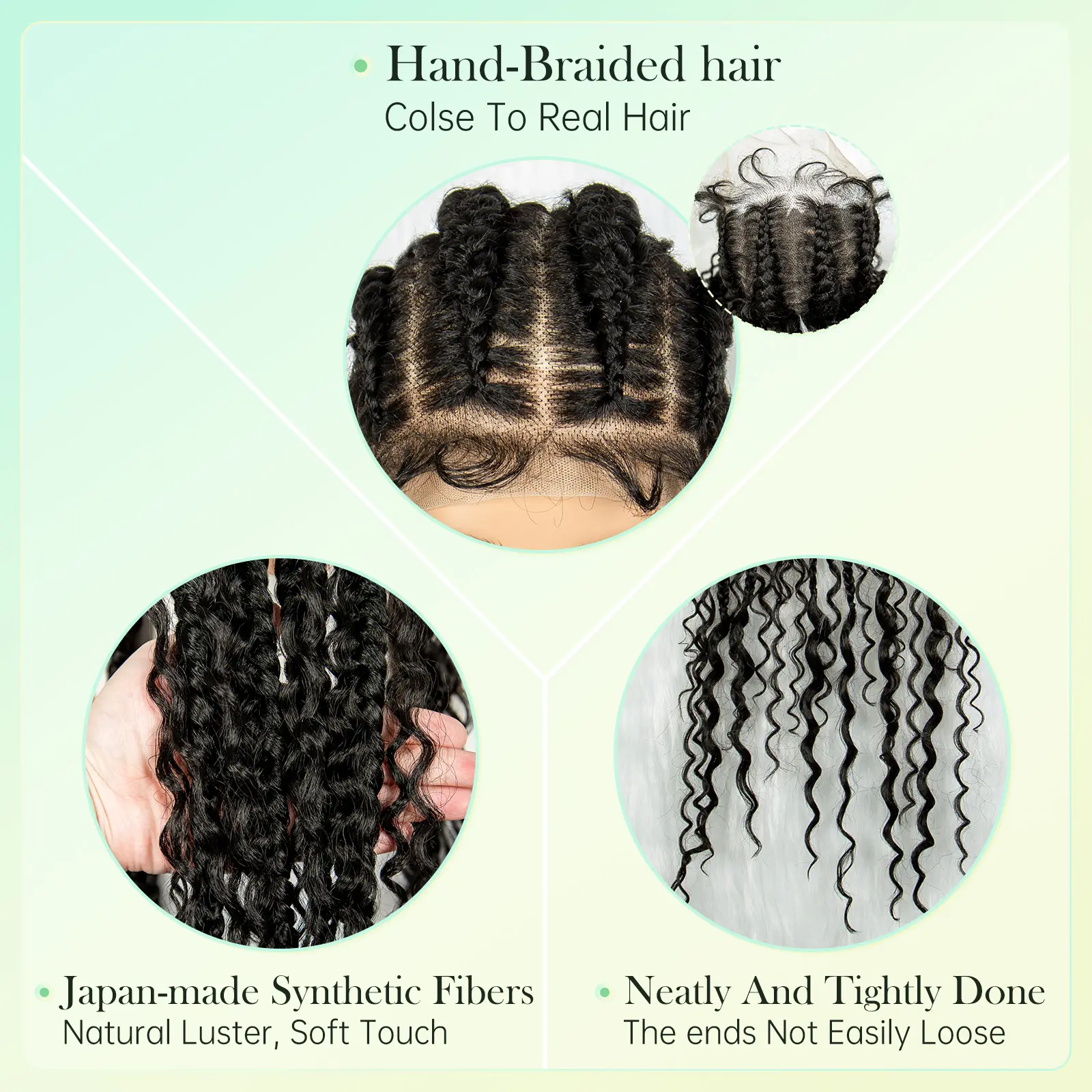 Cornrow Braided Wigs with Curly Ends Knotless Lace Frontal Braids Wig Synthetic Full Lace Braided Wigs with Baby Hair for Women