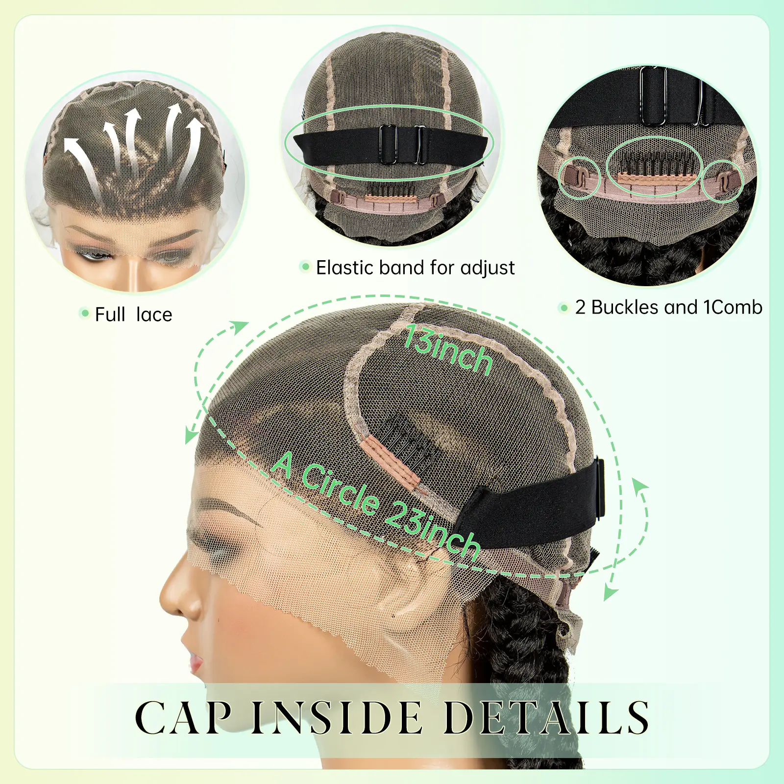 16inch Cornrow Braided Wig Knotless Lace Frontal Braids Wig Synthetic Full Lace Braided Wigs with Baby Hair for Black Women