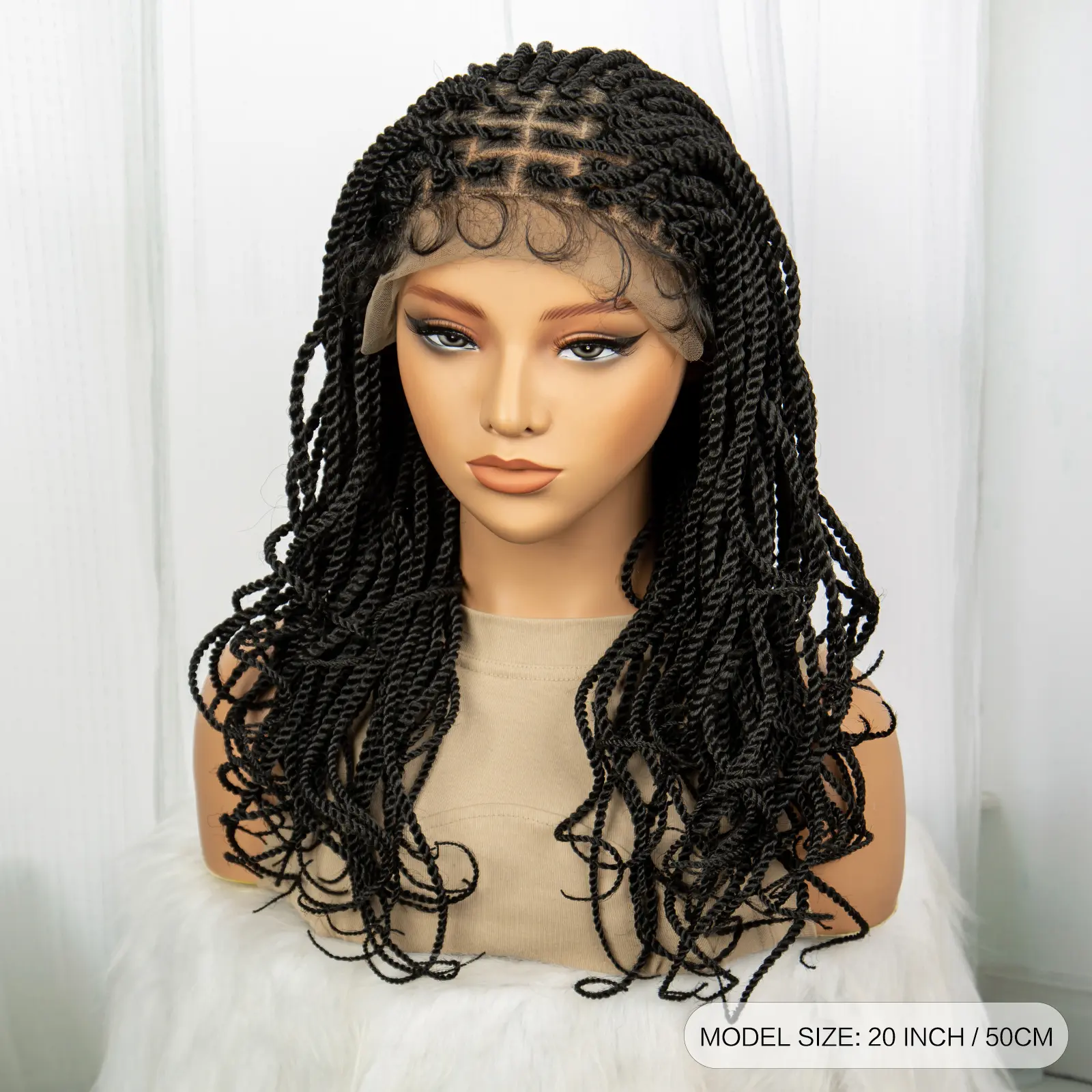 Knotless Box Braided Wigs 20inch Synthetic Twisted Braided Lace Wig for Black Women Lightweight Twist Braids Wig with Baby Hair