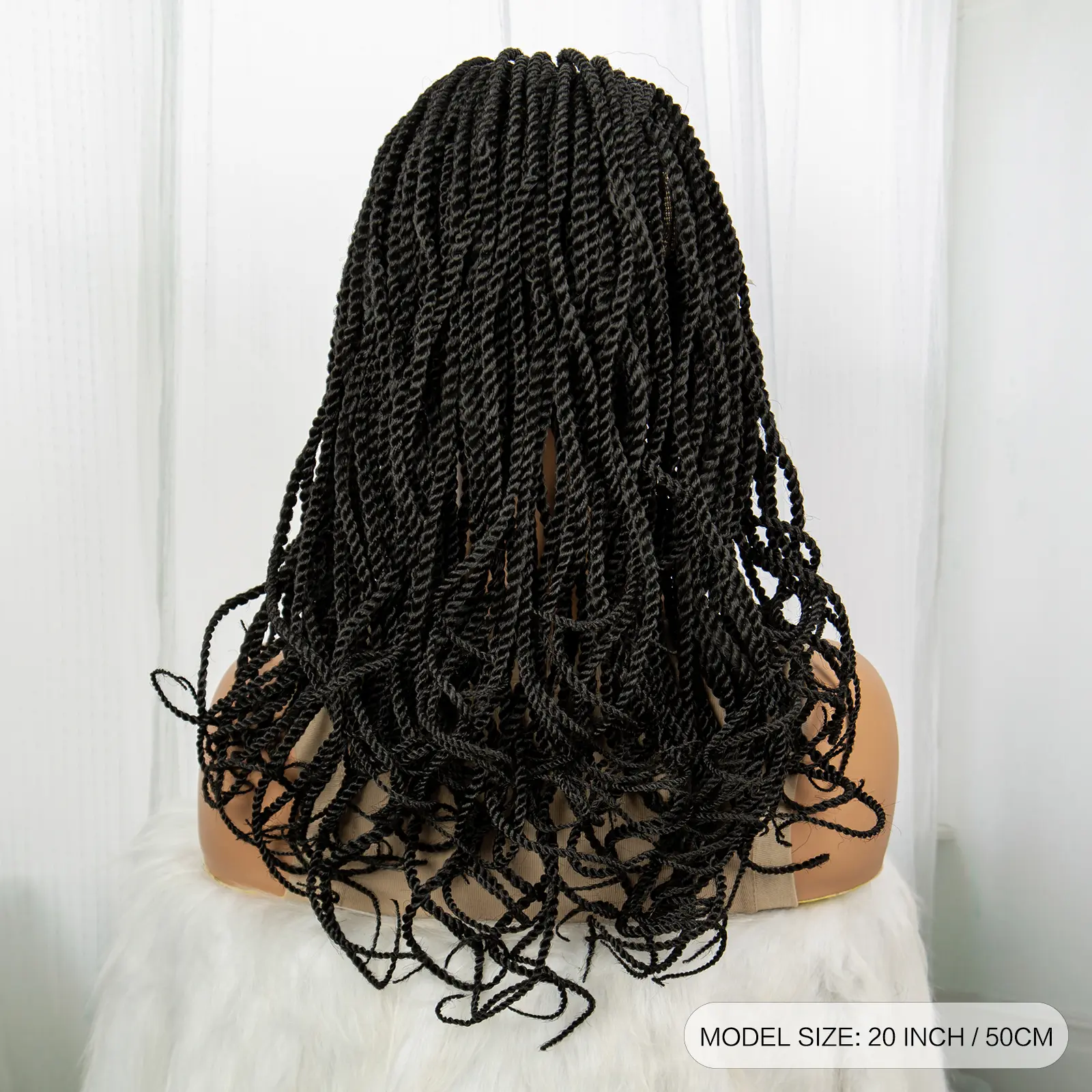 Knotless Box Braided Wigs 20inch Synthetic Twisted Braided Lace Wig for Black Women Lightweight Twist Braids Wig with Baby Hair