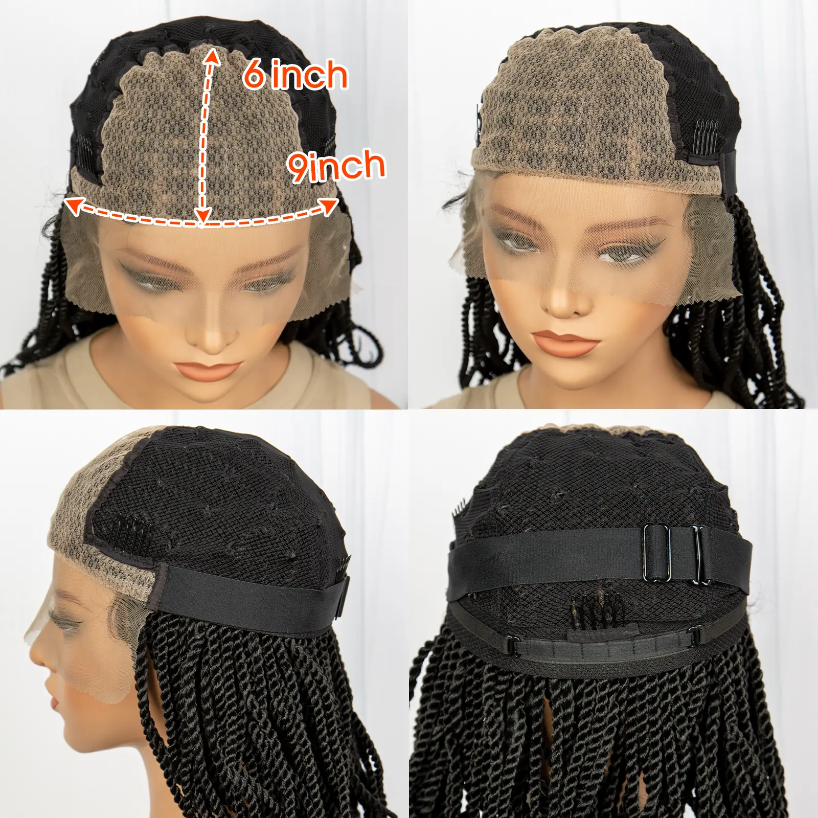 Knotless Box Braided Wigs 20inch Synthetic Twisted Braided Lace Wig for Black Women Lightweight Twist Braids Wig with Baby Hair