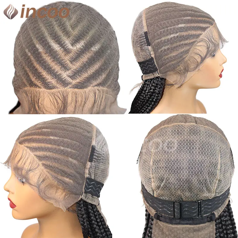 Synthetic Cornrow Box Braided Wig 36" Full Lace Front Wigs Tribal Braids Wig Jumbo Box Braid Wig Knotless Faux Locs Braiding Wig