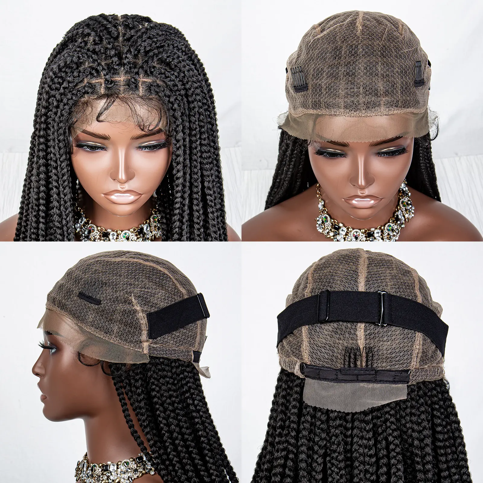 Full Lace Synthetic Box Braided Wig With Curly Ends 36 Inches Long Box Braiding Wig Straight Cornrow Braids Curly Ends Wig