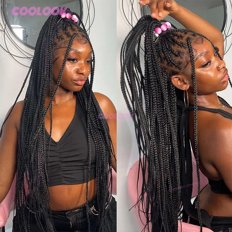Knotless Box Braid Wig Synthetic Full Lace Braided Wigs For Balck Women 36" Cornrow Braids Lace Wig Braided Wigs Many Styles