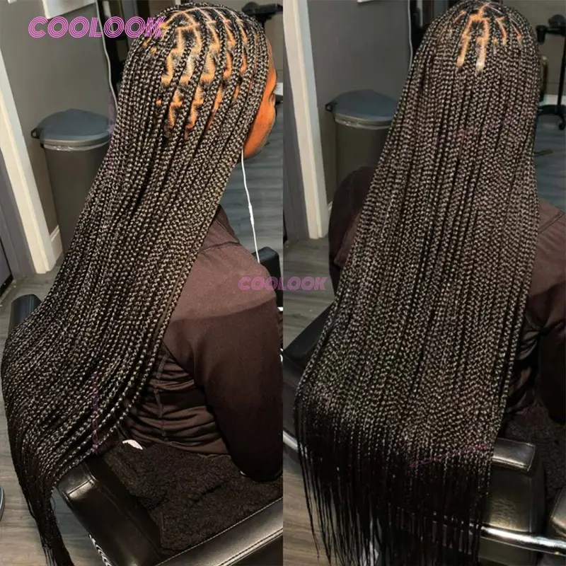 Knotless Box Braid Wig Synthetic Full Lace Braided Wigs For Balck Women 36" Cornrow Braids Lace Wig Braided Wigs Many Styles