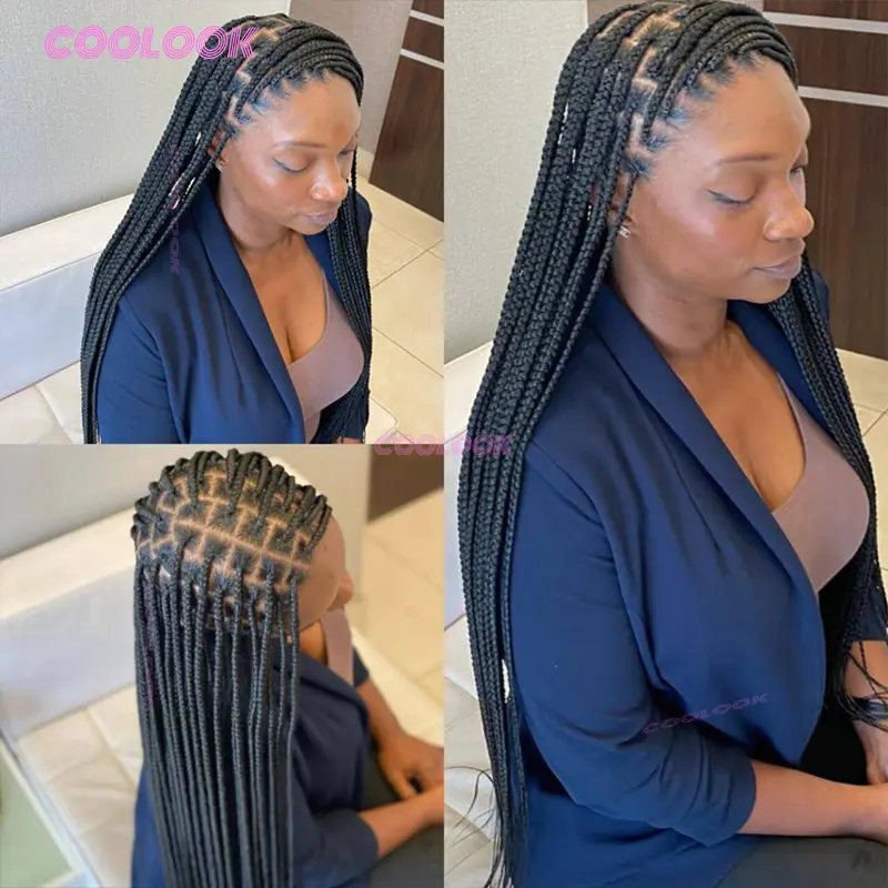 Knotless Box Braid Wig Synthetic Full Lace Braided Wigs For Balck Women 36" Cornrow Braids Lace Wig Braided Wigs Many Styles