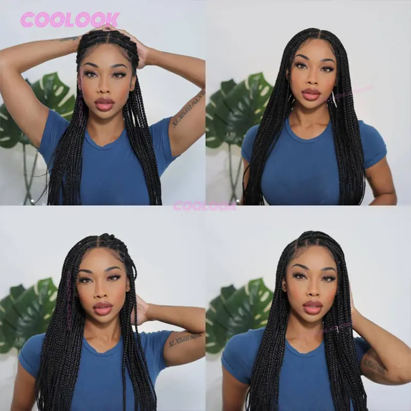Knotless Box Braid Wig Synthetic Full Lace Braided Wigs For Balck Women 36" Cornrow Braids Lace Wig Braided Wigs Many Styles