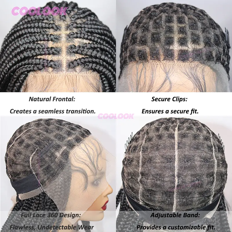 Knotless Box Braid Wig Synthetic Full Lace Braided Wigs For Balck Women 36" Cornrow Braids Lace Wig Braided Wigs Many Styles