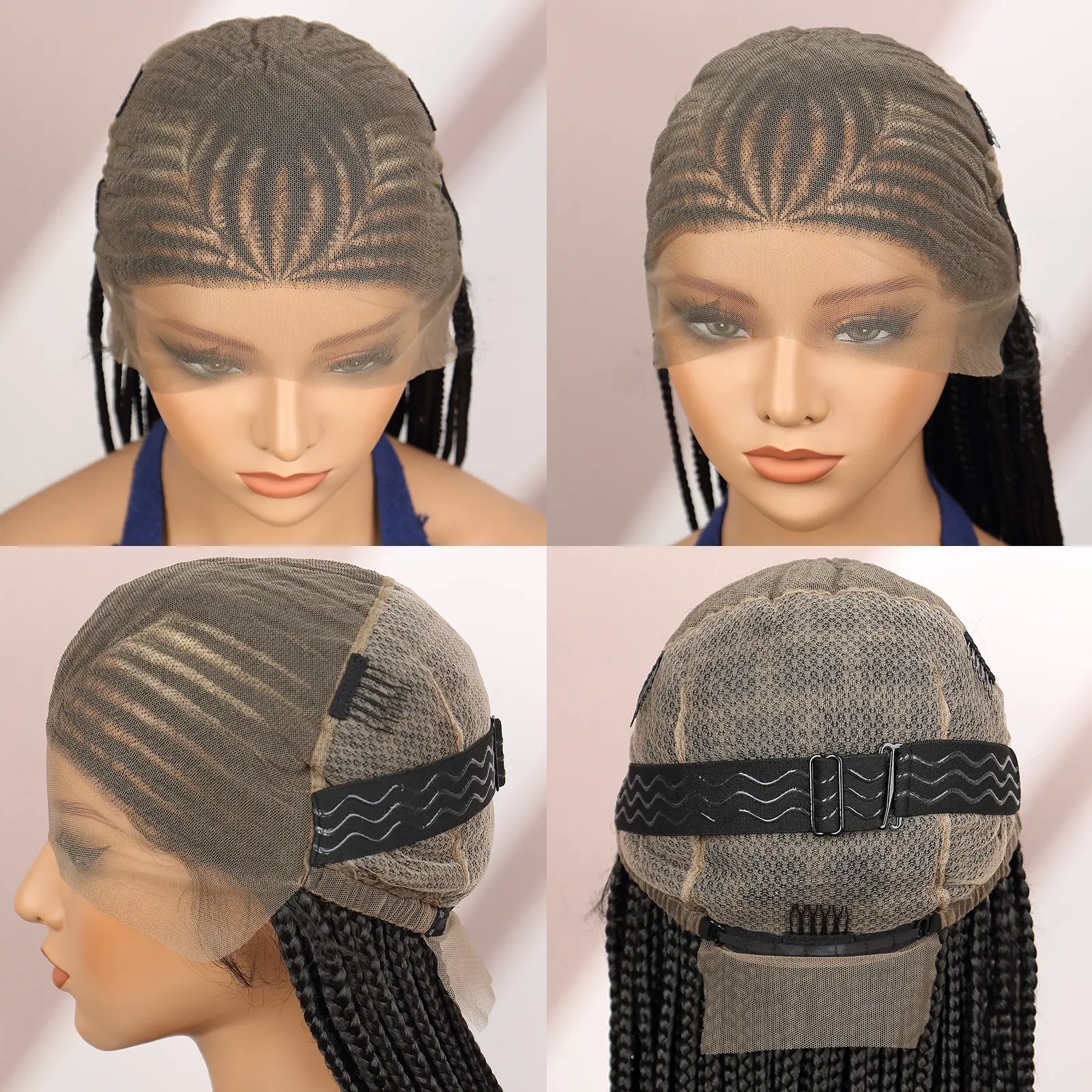 Synthetic Cornrow Braided Wigs Synthetic Full Lace Box Braided Wigs for Black Women American Women Daily Use Braided Wigs