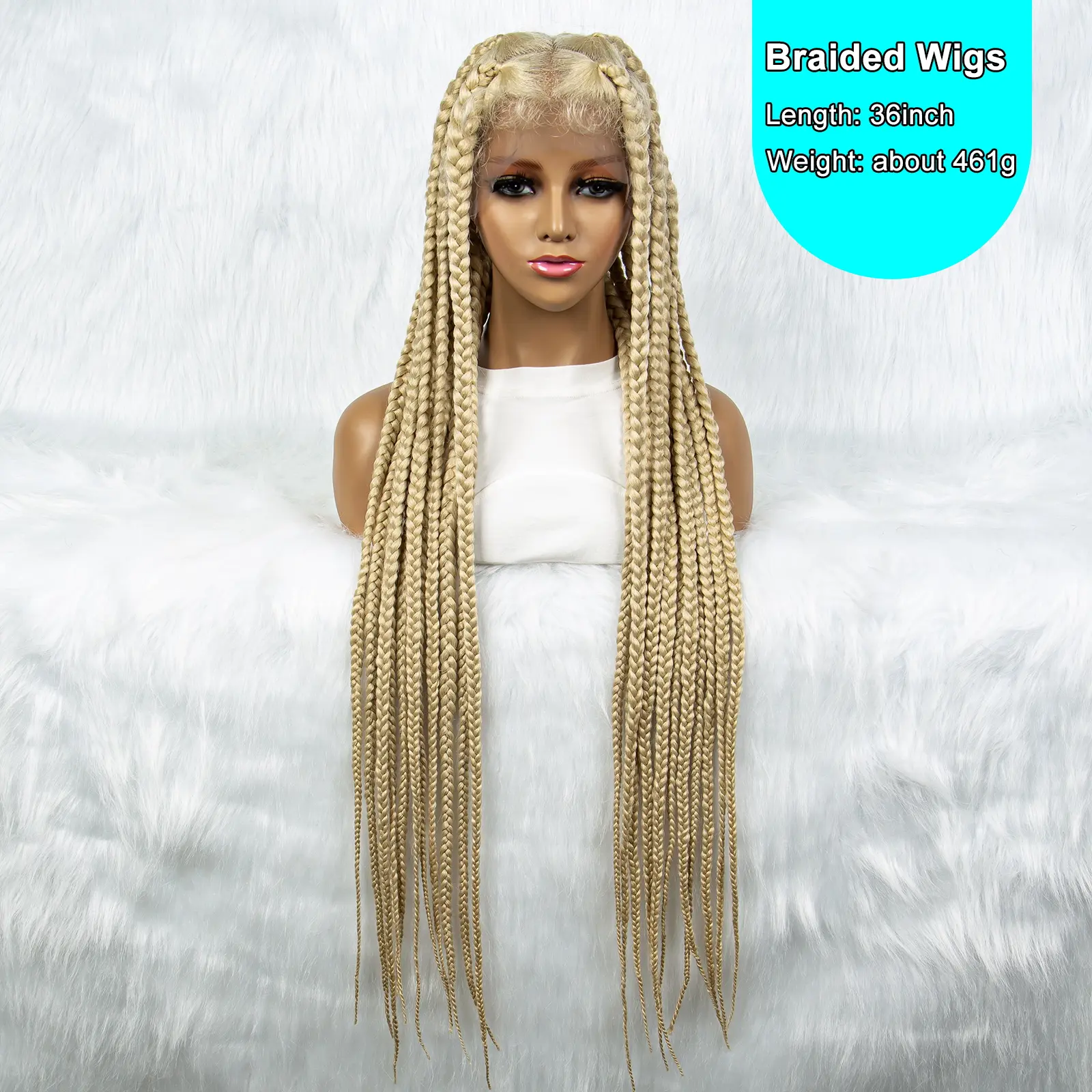 Braided Wigs for Black Women Full Lace Cornrow Braids Synthetic Lace Front Wig Big Square Knotless Box Braids Wig Blonde 613 Wig