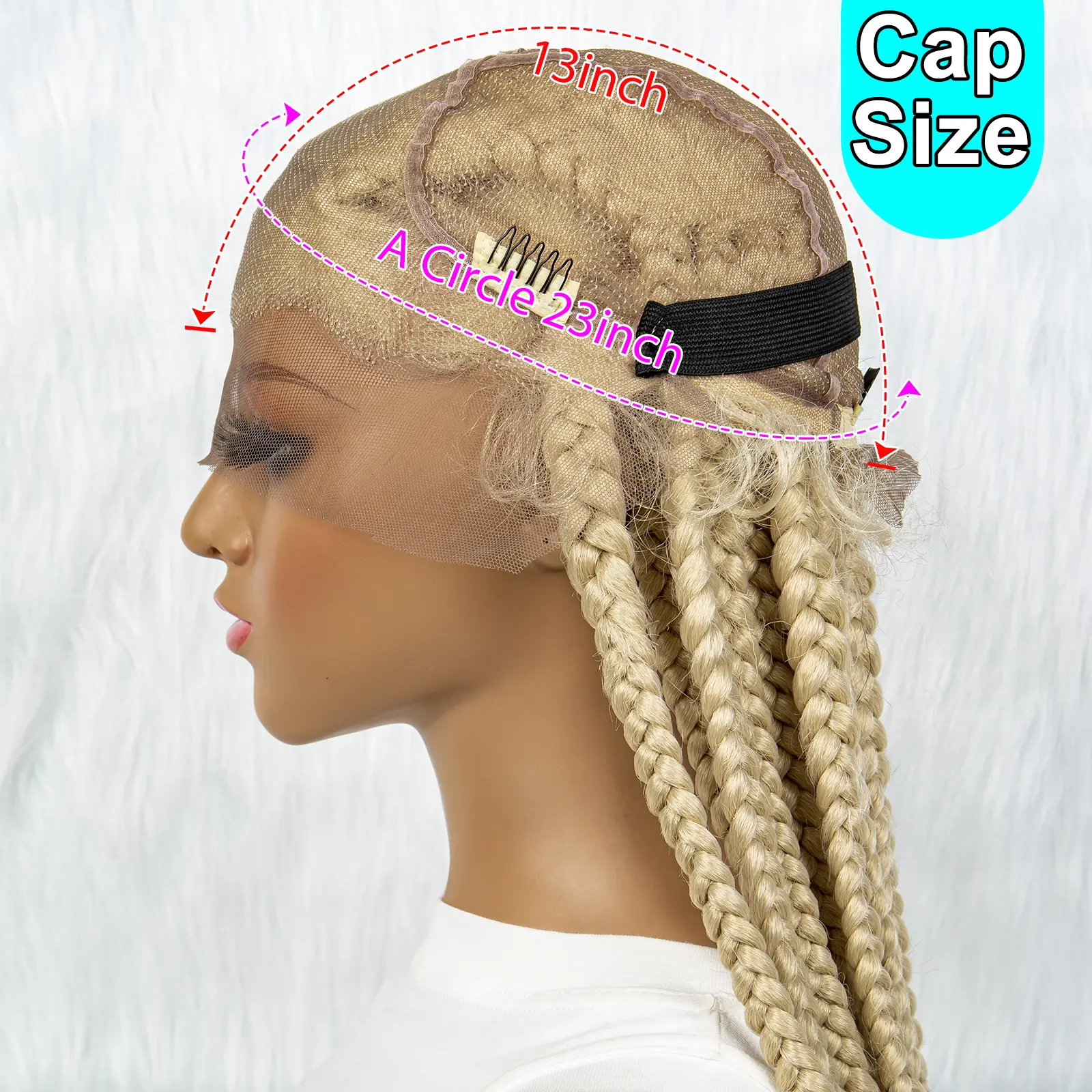 Braided Wigs for Black Women Full Lace Cornrow Braids Synthetic Lace Front Wig Big Square Knotless Box Braids Wig Blonde 613 Wig