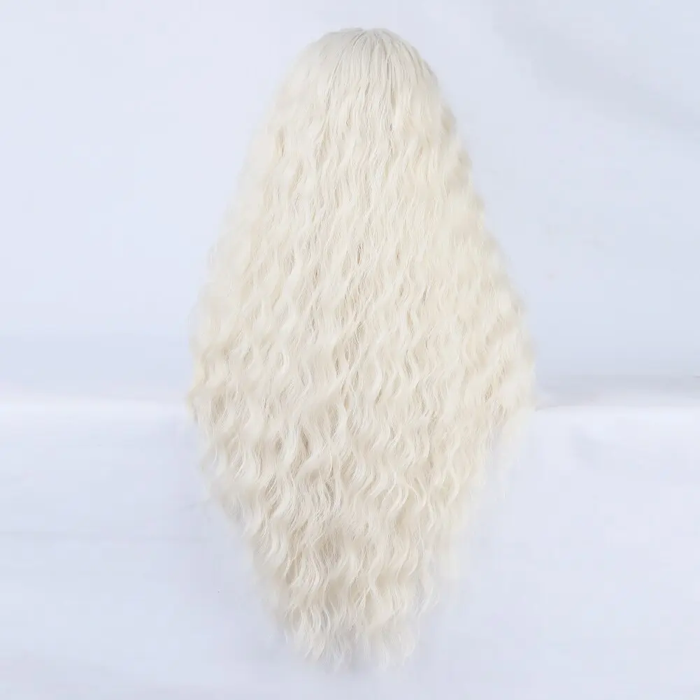 Synthetic Lace Front Wigs for Women Black Platinum Blonde Wig Deep Wave Lace Wigs Natural Hairline High Temperature Fiber