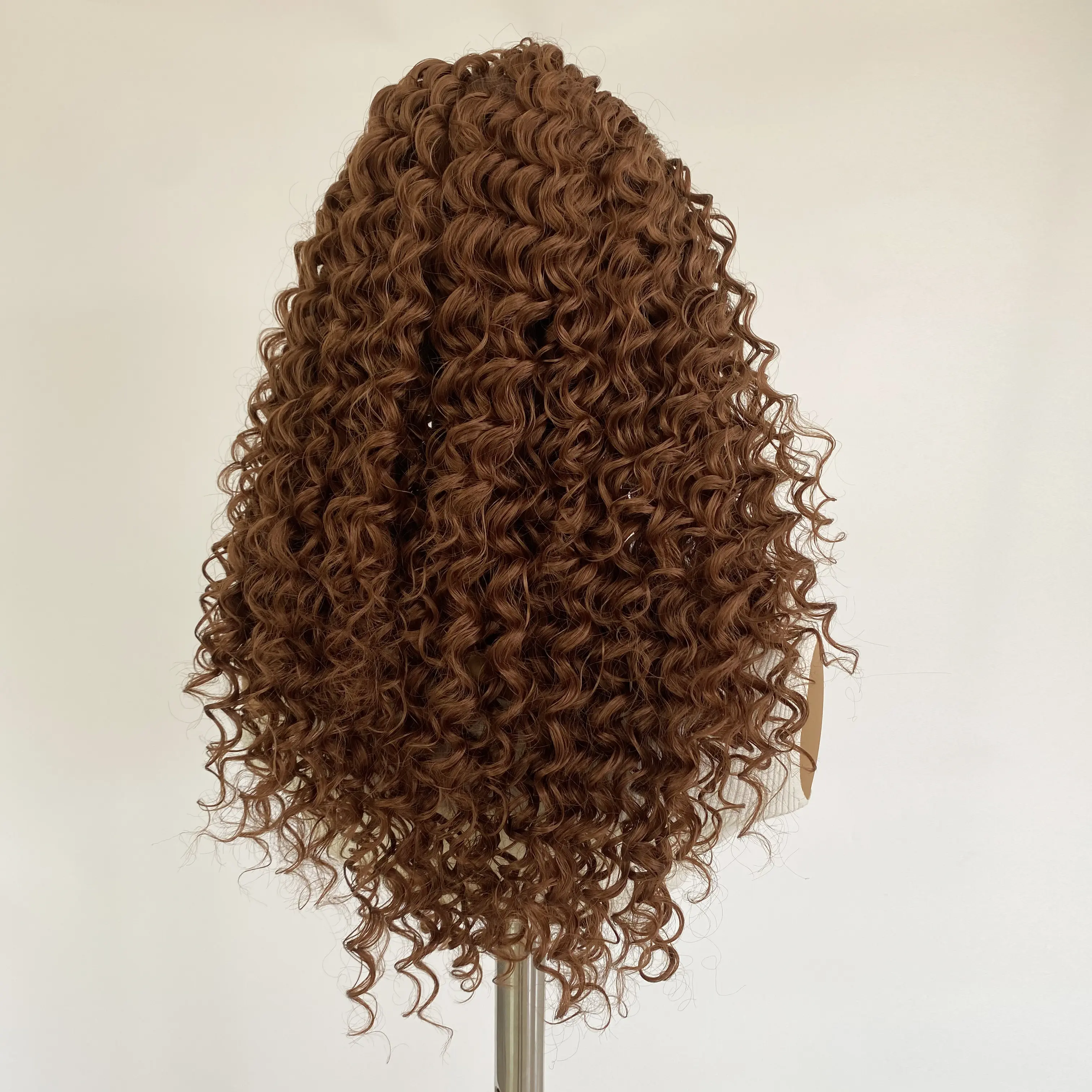 13X4 Brown Lace Front Wig Long Deep Curly Synthetic Hair Glueless Daily Wear Wig for Women Heat Resistant Merida Cosplay Wig