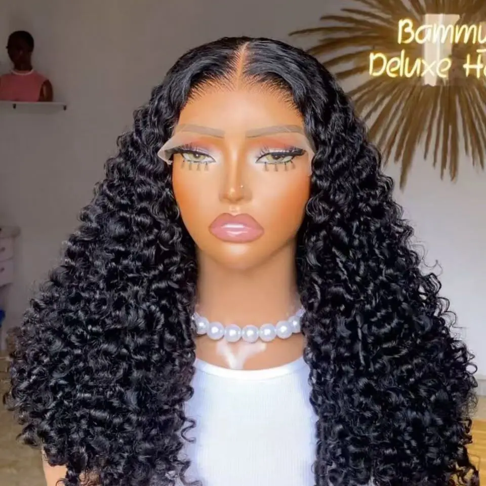 Short Bob Cut Ponytails Deep Curly 13X4 Lace Frontal Synthetic Wig For Black Women Preplucked Bleach Knots Cosplay Daily Party