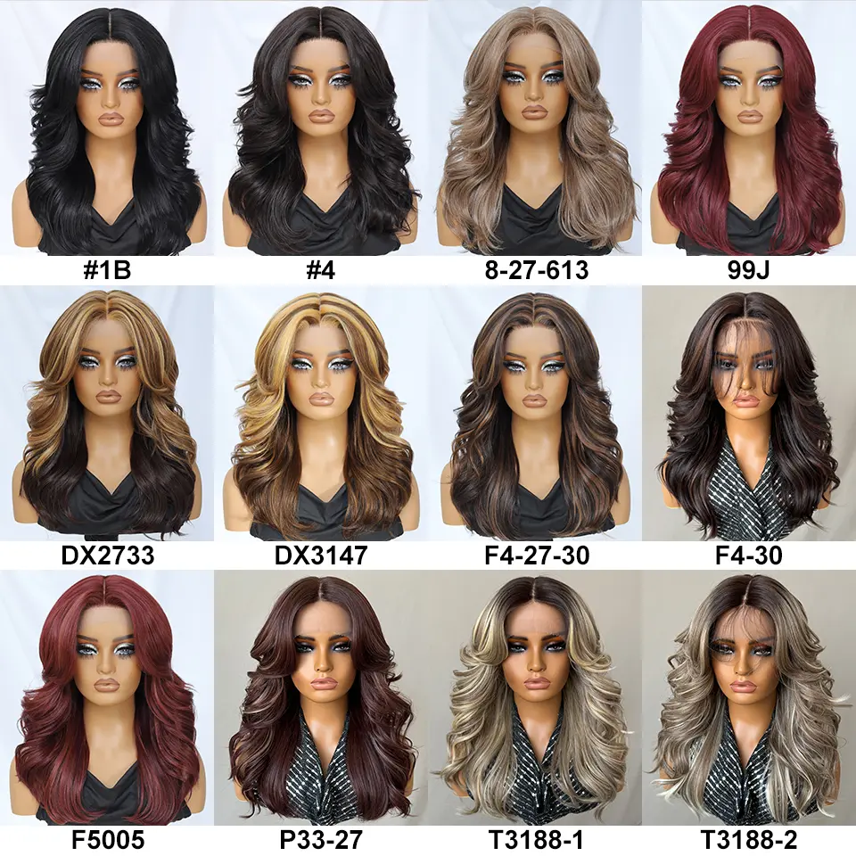 Ombre Brown Blonde Synthetic Body Wave Lace Front Wig 13x5x1 For Black Women 18“ T Part Wavy Layered Cosplay Wig with Baby Hair
