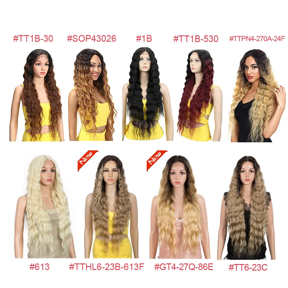 FASHION IDOL Lace Wigs Synthetic Deep Wave Curly Synthetic Lace Front Wig Blonde Wig Cosplay Pink 30 Inch Hair Wigs For Women