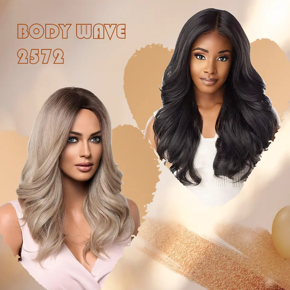 Ombre Brown Blonde Synthetic Body Wave Lace Front Wig 13x5x1 For Black Women 18“ T Part Wavy Layered Cosplay Wig with Baby Hair