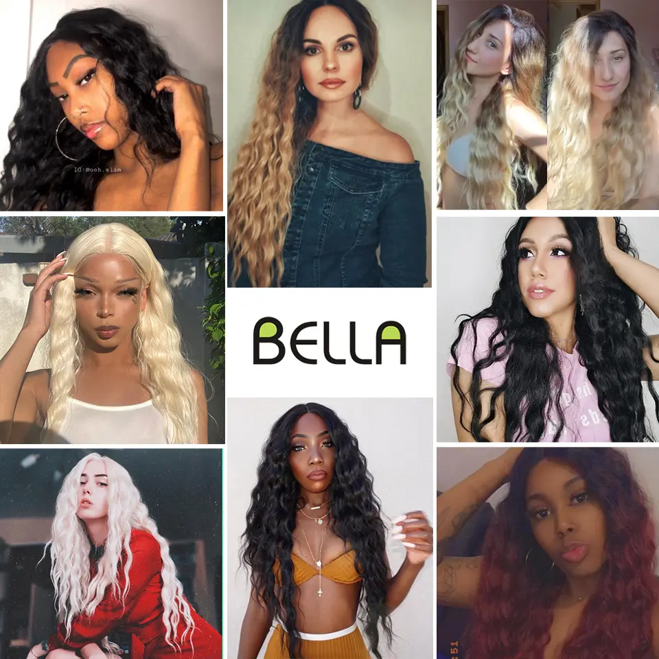FASHION IDOL Lace Wigs Synthetic Deep Wave Curly Synthetic Lace Front Wig Blonde Wig Cosplay Pink 30 Inch Hair Wigs For Women