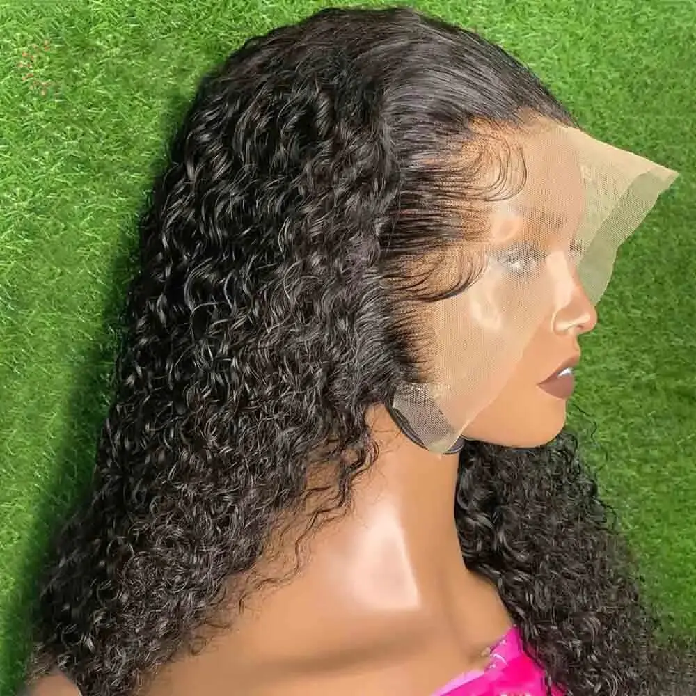 Long Glueless Kinky Curly 26Inch Soft Natural Black Lace Front Wig For Women With Baby Hair Synthetic Preplucked Daily