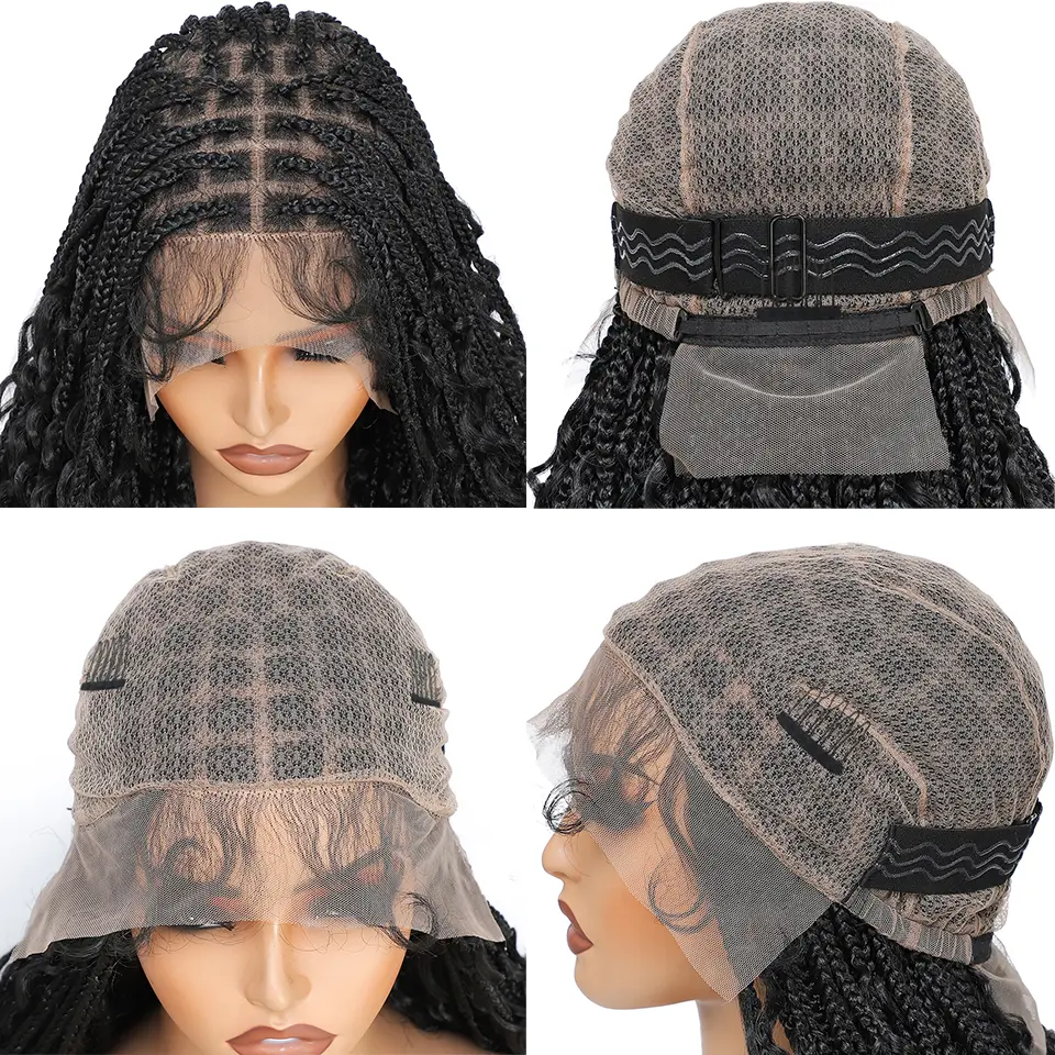 Donghou 24Inch Lace Front Boho Braided Wigs for Women Knotless Braid Wig Natural Hairline Box Braid wigs Premium Lightweight Wig