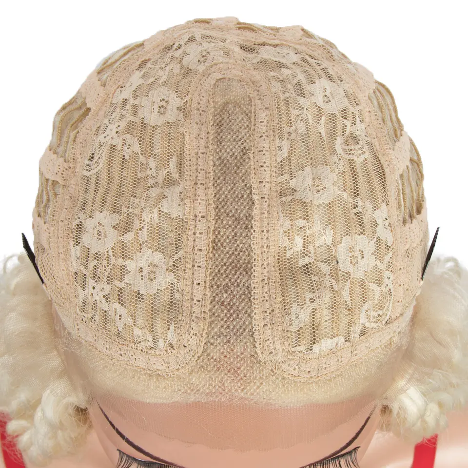 FASHION IDOL 30 Inch Afro Kinky Curly Lace Wig Synthetic With Baby Hair High Temperature Fiber Ombre Blonde Lace Wigs For Women