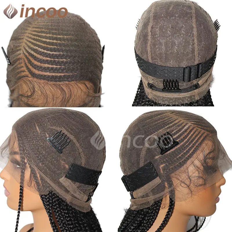 Synthetic Cornrow Braided Wig for Black Women Full Lace front Wig 36 Inch Jumbo Box Braids Wigs Lace Front Knotless Braiding Wig
