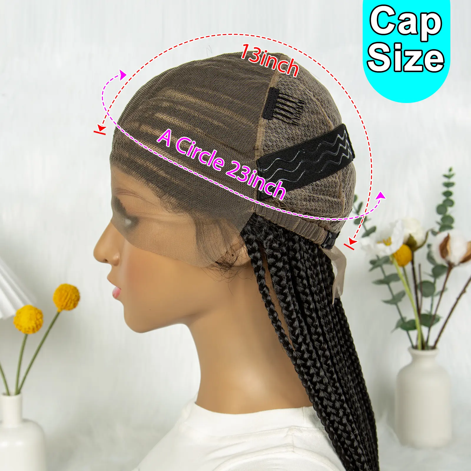 36Inch Cornrow Braided Wigs Box Braids Wig Synthetic Full Lace  Braided Wig for Black Women Blended Lace Front Braiding Hair Wig