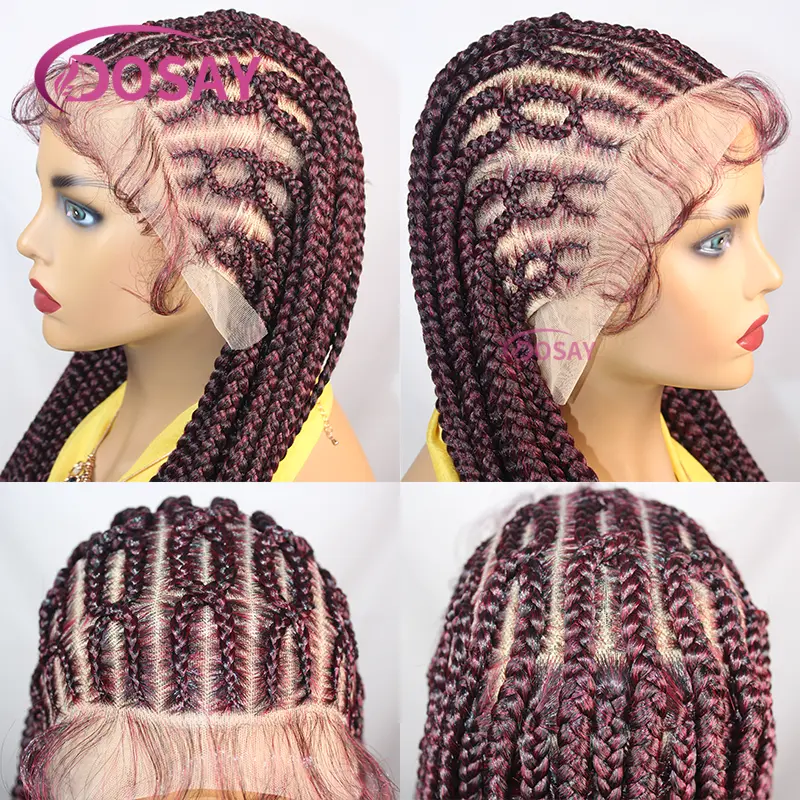 36" Synthetic Braided Wigs for Black Women Full Lace Wigs Knotless Box Braidng Wig with Baby Hair Cornrow Braids Lace Wigs