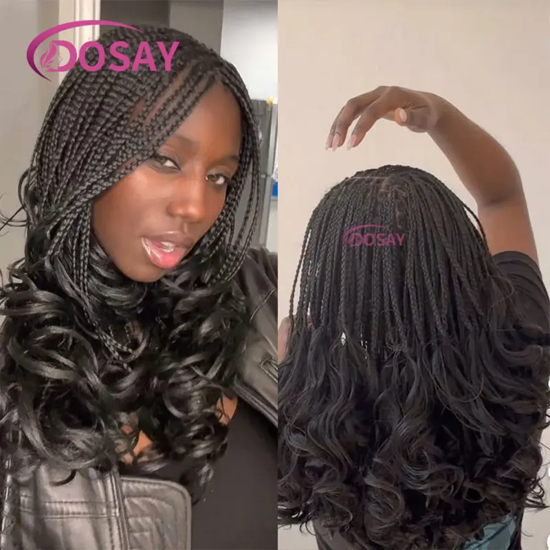 18inch Synthetic Box Braided Wigs Knotless Short Braid Wigs Full Lace Braids Wigs Lace Front Braided Wig with Baby Hair