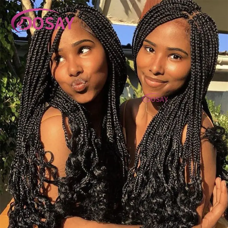 18inch Synthetic Box Braided Wigs Knotless Short Braid Wigs Full Lace Braids Wigs Lace Front Braided Wig with Baby Hair