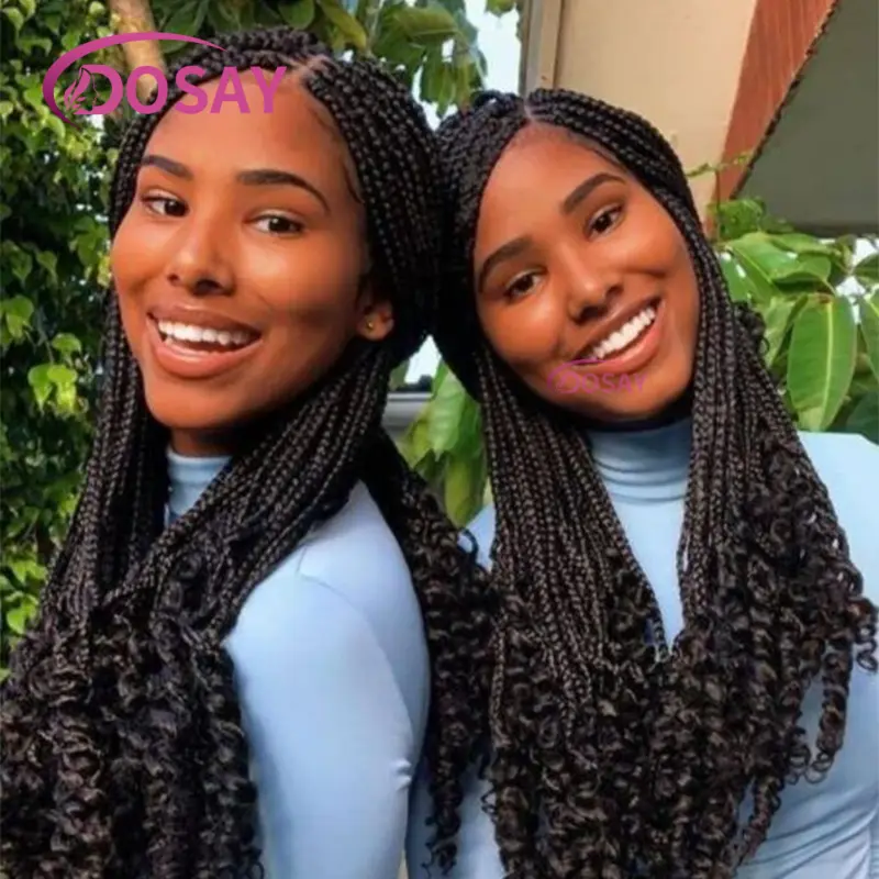 18inch Synthetic Box Braided Wigs Knotless Short Braid Wigs Full Lace Braids Wigs Lace Front Braided Wig with Baby Hair