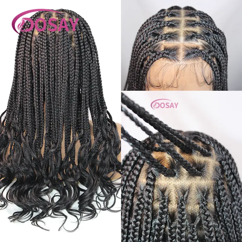18inch Synthetic Box Braided Wigs Knotless Short Braid Wigs Full Lace Braids Wigs Lace Front Braided Wig with Baby Hair
