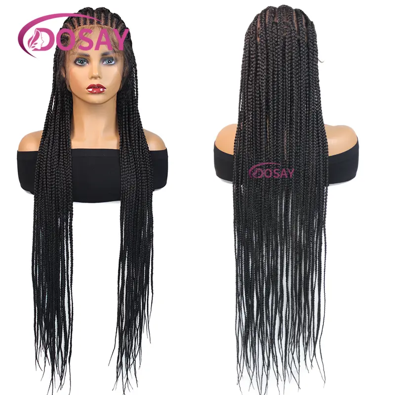 36" Synthetic Braided Wigs Full Lace Wig For Black Women Knotless  Box Braids Wig With Baby Hair Cornrow Braids Lace Wigs
