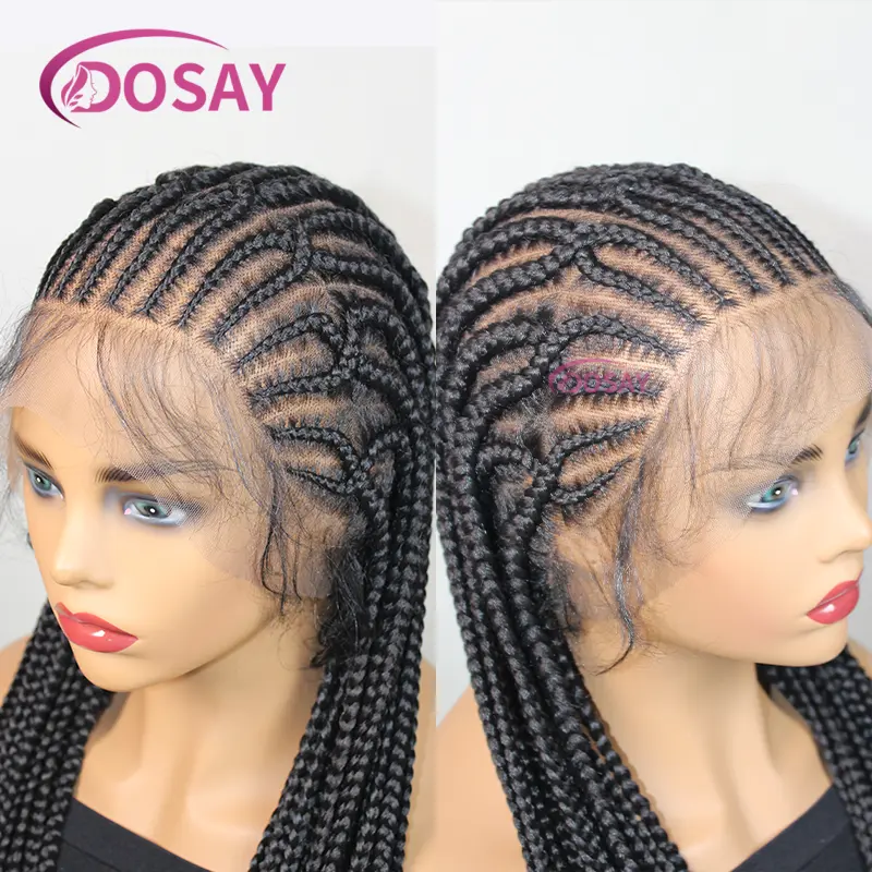 36" Synthetic Braided Wigs Full Lace Wig For Black Women Knotless  Box Braids Wig With Baby Hair Cornrow Braids Lace Wigs
