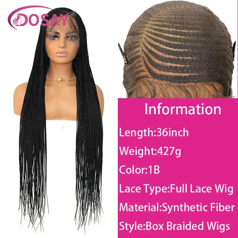 Synthetic Full Lace Front Wig Cornrow Double Braided Wigs For Black Women Box Side Part Braided Lace Wig Faux Locs Braids Wigs