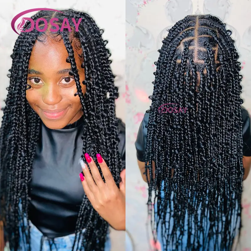36" Butterfly Synthetic Braided Wigs Full Lace Front Wigs For Black Women African Braiding Hair Goddess Locs Box Braids Wigs