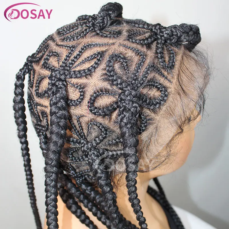 Synthetic 36" Corncow Braided Wigs Full Lace Front Wigs Jumbo Knotless Braids Wig For Women Faux Locs Butterfly Shaped Braid Wig