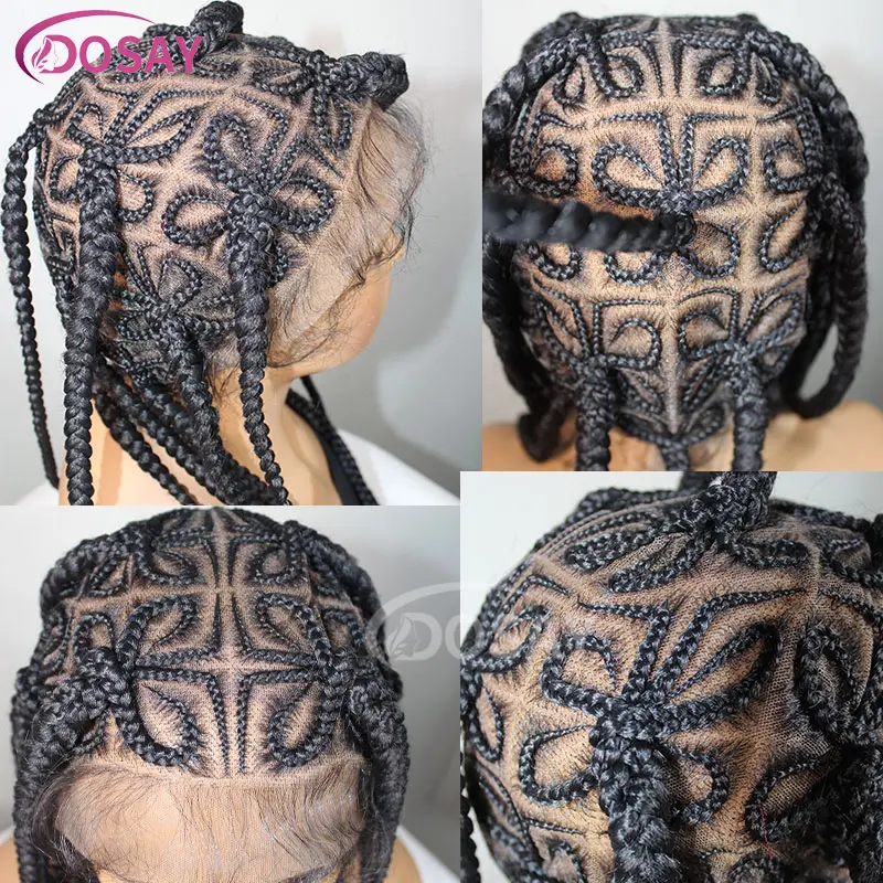 Synthetic 36" Corncow Braided Wigs Full Lace Front Wigs Jumbo Knotless Braids Wig For Women Faux Locs Butterfly Shaped Braid Wig
