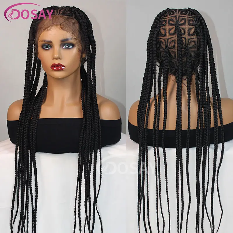 Synthetic 36" Corncow Braided Wigs Full Lace Front Wigs Jumbo Knotless Braids Wig For Women Faux Locs Butterfly Shaped Braid Wig