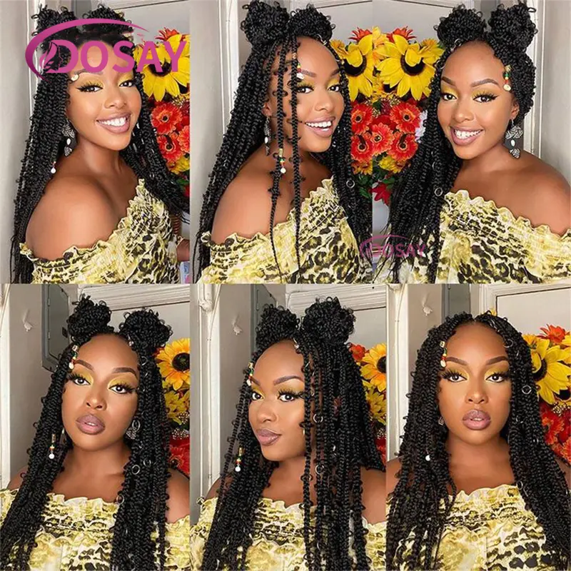 36" Butterfly Synthetic Braided Wigs Full Lace Front Wigs For Black Women African Braiding Hair Goddess Locs Box Braids Wigs