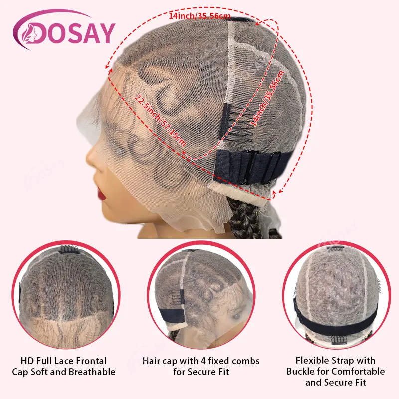 Full Lace Heart Cornrow Braided Wigs Synthetic Knotless Box Braids Wig for Women Style Braided Wig for Daily Use