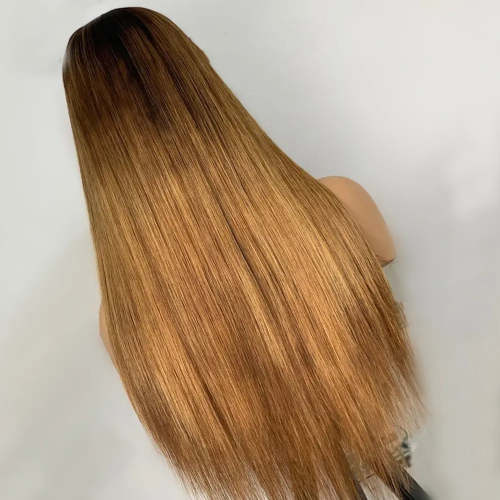 Soft 26 inch 180Density Long Ombre Blonde Silky Straight Lace Front Wig For Women With BabyHair Preplucked Natural Hairline