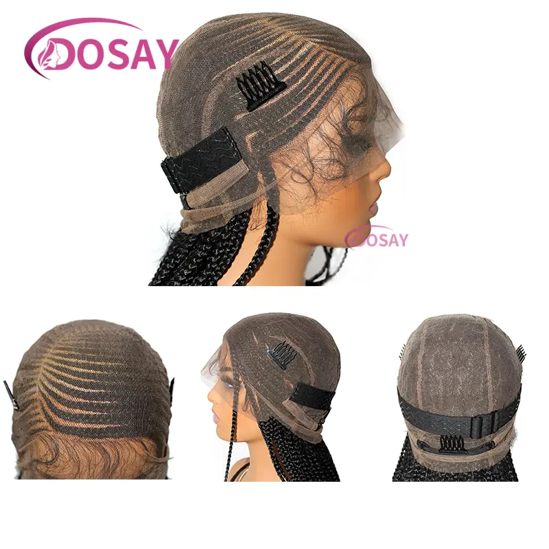 36" Side Part Braid Hair Synthetic Cornrow Braided Wigs For Black Women Knotless Box Full Lace Braided Wig With Baby Hair