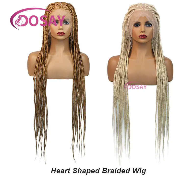 On Sale Heart Shaped Braids Wigs 36 Inch Synthetic Box Braids Lace Wigs Cornrow Braids Lace Front Wigs For Black Women Clearance