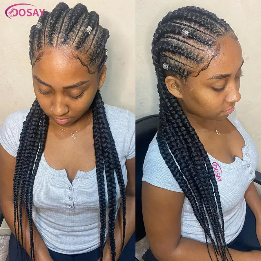 Jumbo Cornrow Braided Wigs Synthetic Full Lace Braided Lace Wigs Goddess Knotless Box Braids Wig For Black Women With Baby Hair