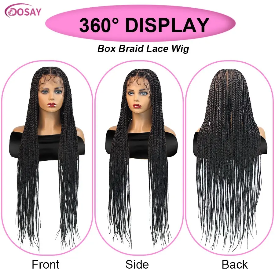 Fulani Full Lace Cornrow Braided Wigs For Black Women Handmade Synthetic Braided Wig With Baby Hair Heart Knotless Box Braid Wig