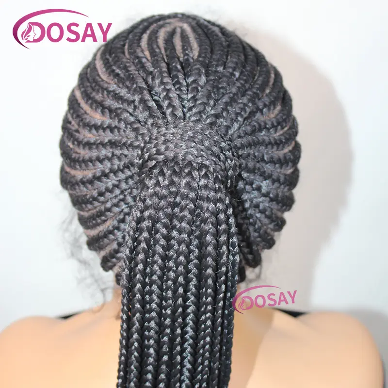 36" Synthetic Updo Braided Wigs Lightweight Full Lace Wig Knotless Ponytail Box Braids Wig For Women With Baby Hair Braid Wig