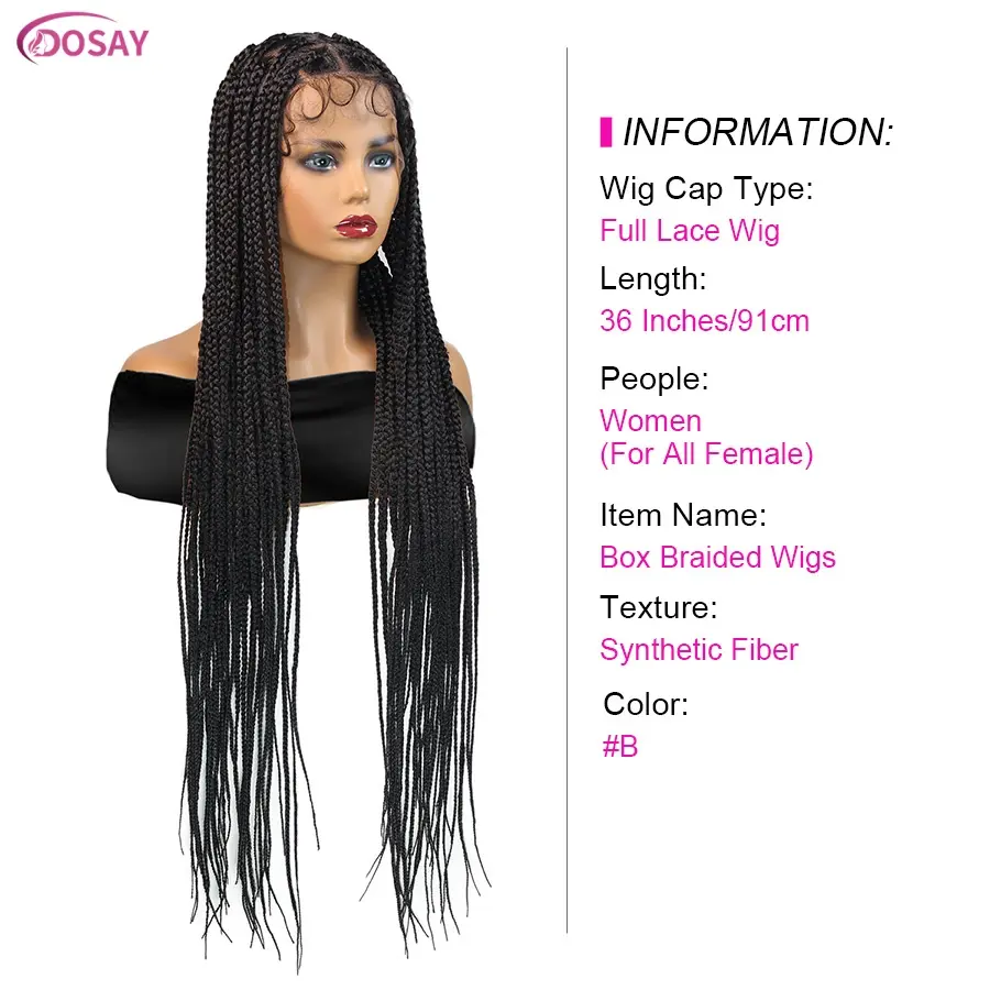 Fulani Full Lace Cornrow Braided Wigs For Black Women Handmade Synthetic Braided Wig With Baby Hair Heart Knotless Box Braid Wig