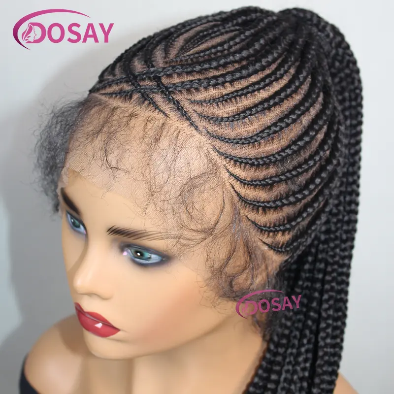 36" Synthetic Updo Braided Wigs Lightweight Full Lace Wig Knotless Ponytail Box Braids Wig For Women With Baby Hair Braid Wig
